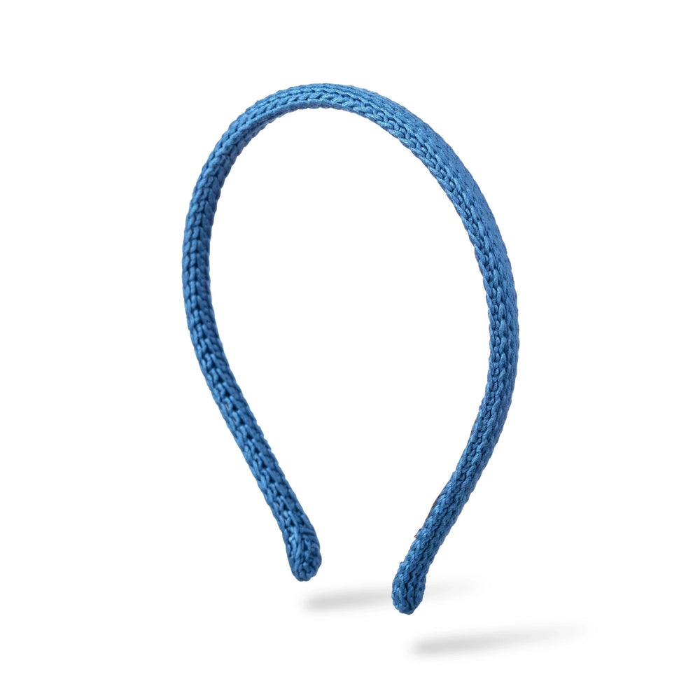 
                  
                    Malkiele designer, blue silk knit headband for woman and man, the most gentle, classic style, premium and sustainable, name Perfect.
                  
                