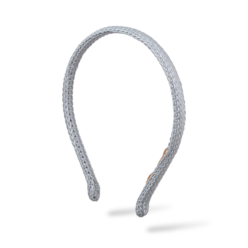 Malkiele designer, grey silk knit headband for woman and man, the most gentle, classic style, premium and sustainable, name Perfect.