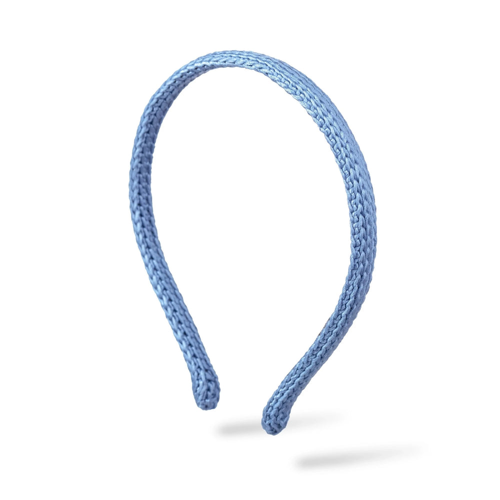 Malkiele designer, light blue silk knit headband for woman and man, the most gentle, classic style, premium and sustainable, name Perfect.