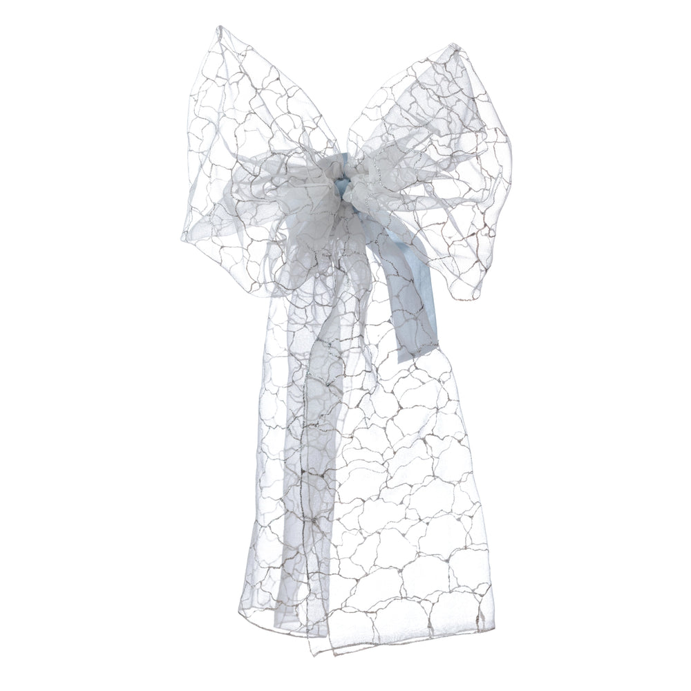 
                  
                    Malkiele designer, bridal white art chiffon bow, embellished with silver glitter by hands, premium and sustainable, name Romantic.
                  
                