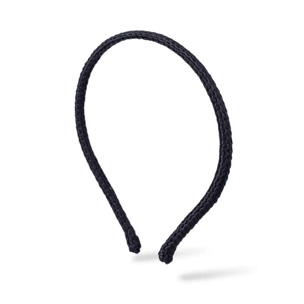 Malkiele designer, black silk knit headband for woman and man, the most gentle and thin, premium and sustainable, name Virgin.