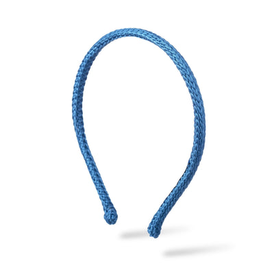 Malkiele designer, blue silk knit headband for woman and man, the most gentle and thin, premium and sustainable, name Virgin.